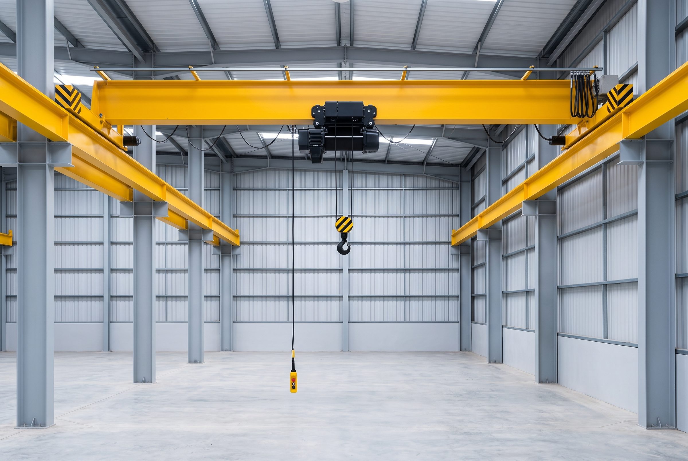 Single girder overhead crane with hoist and hook block